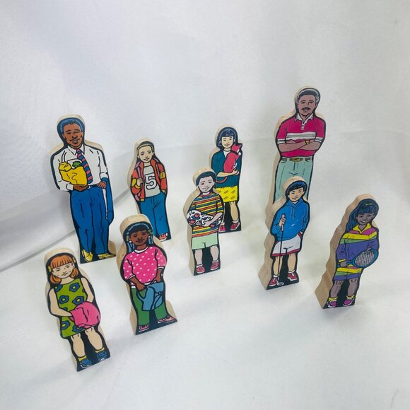 Vintage Inspired Wooden Children Figurines Set Wedgies Career Lot of 9 - Picture 8 of 10